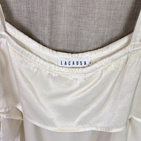 Anthropologie LaCausa New Women’s Small Satin Off The Shoulder Top - Picture 2 of 9